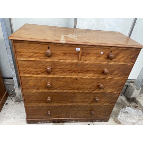 2203 - A VICTORIAN SATINWOOD HEAL AND SON (LONDON) CHEST OF TWO SHORT AND FOUR LONG GRADUATED DRAWERS, 48