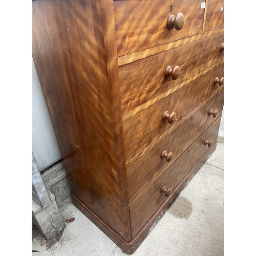 2203 - A VICTORIAN SATINWOOD HEAL AND SON (LONDON) CHEST OF TWO SHORT AND FOUR LONG GRADUATED DRAWERS, 48