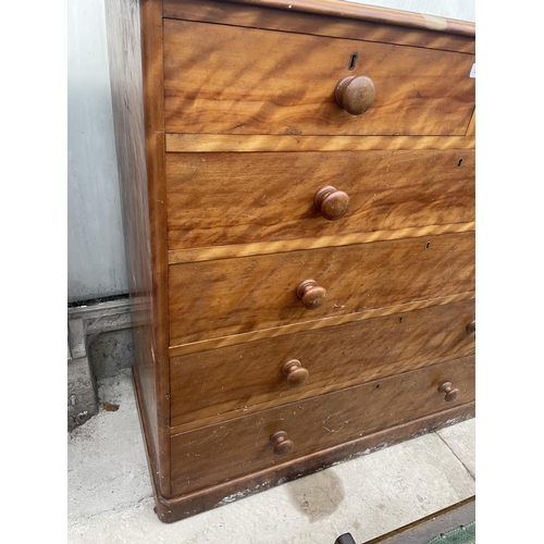 2203 - A VICTORIAN SATINWOOD HEAL AND SON (LONDON) CHEST OF TWO SHORT AND FOUR LONG GRADUATED DRAWERS, 48