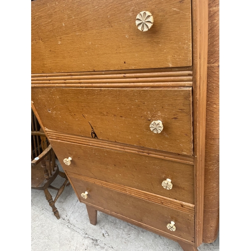 2207 - A MID 20TH CENTURY LIGHT OAK CHEST OF FOUR DRAWERS, 28