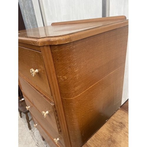 2207 - A MID 20TH CENTURY LIGHT OAK CHEST OF FOUR DRAWERS, 28