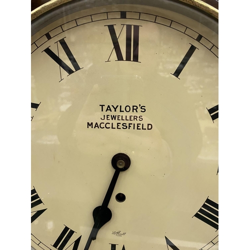 19 - A VINTAGE 1950'S TAYLOR'S JEWELLERS, MACCLESFIELD, WALL CLOCK