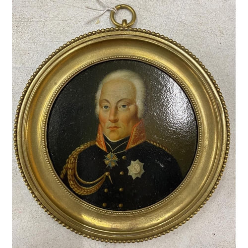 49 - A 19TH CENTURY MINIATURE STOBWASSER OIL PORTRAIT OF A PRUSSIAN OFFICER