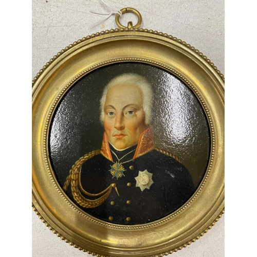 49 - A 19TH CENTURY MINIATURE STOBWASSER OIL PORTRAIT OF A PRUSSIAN OFFICER