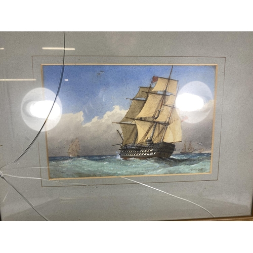 5 - A PAIR OF WILLIAM FREDERICK MITCHELL (1845-1914) MARITIME / NAVAL WATERCOLOURS OF GALLEON SHIPS, BOT... 