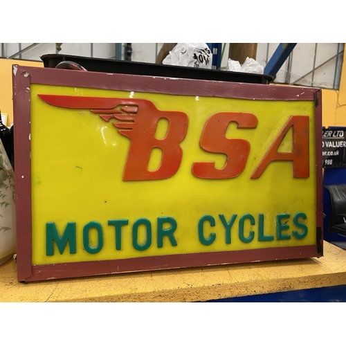 54 - A BSA MOTOR CYCLES ILLUMINATED BOX SIGN
