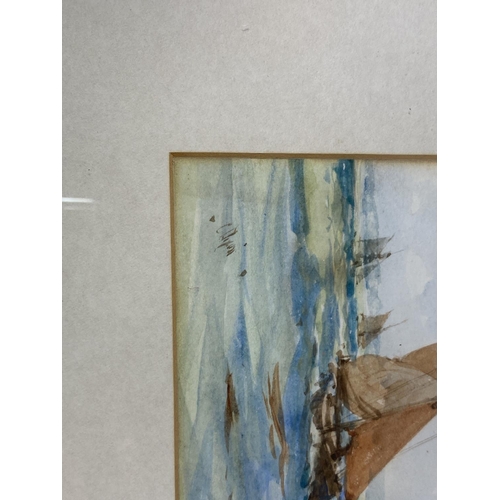 6 - A CHARLES DIXON (1872-1934) MARITIME / NAVAL WATERCOLOUR OF GALLEON SHIP & SAILING BOAT, SIGNED LOWE... 