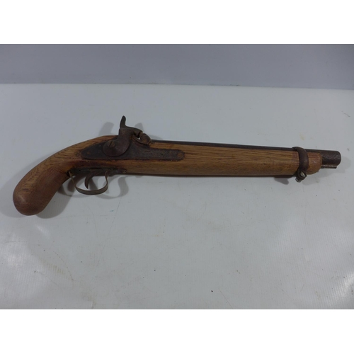 369 - A NON FIRING PERCUSSION CAP PISTOL, 29CM BARREL