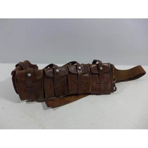 371 - A MID 20TH CENTURY LEATHER CARTRIDGE BELT