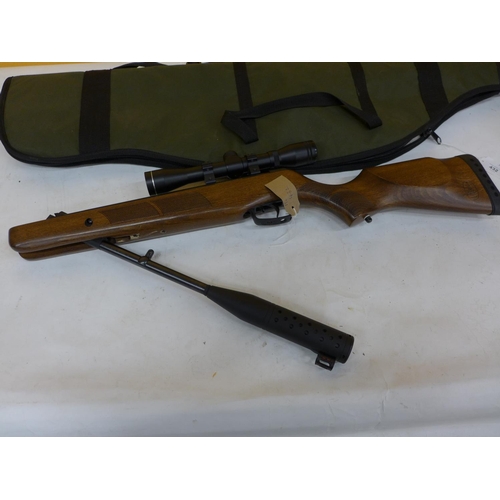 432 - A GOOD QUALITY B.S.A. METEOR EVO SILENTIUM .22 CALIBRE AIR RIFLE, 47CM BARREL, FITTED 4X32 TELESCOPI... 