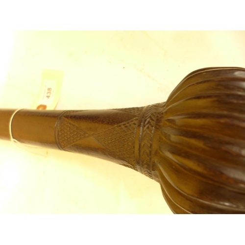 438 - A FIJIAN I.ULA TAVATAVA THROWING CLUB, 47CM, CLUB WITH EXTENSIVE CHIP CARVED DECORATION