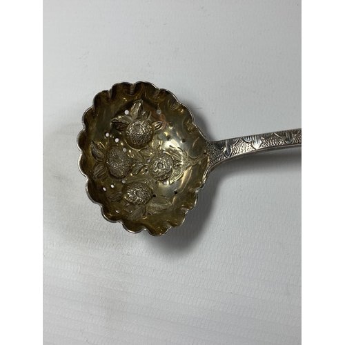 11A - A WILLIAM IV SILVER BERRY SPOON, DATES TO LONDON, 1836, MAKER MARY CHAWNER (WIDOW OF WILLIAM CHAWNER... 