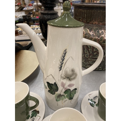 167 - A PALISSY 'SHADOW ROSE' COFFEE SET TO INCLUDE A COFFEE POT, CREAM JUG, SUGAR BOWL, CUPS AND SAUCERS