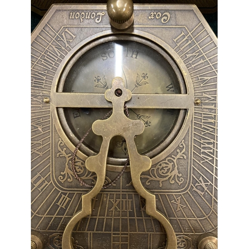 185 - A BOXED BRASS SUNDIAL COMPASS BY COX OF LONDON