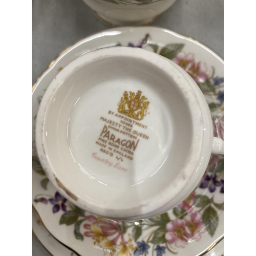 190 - A QUANTITY PARAGON 'COUNTRY LANE' CUPS, SAUCERS AND SIDE PLATES PLUS PARAGON CUPS, SAUCERS, SIDE PLA... 