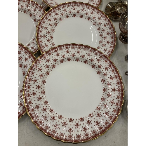 195 - SIX SPODE RED 'FLEUR DE LYS' 27CM DINNER PLATES