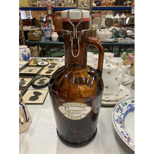 198 - A HARVEY AND SONS BREWERY WATER JUG, COTTERIDGE WINES BOTTLE PLUS ONE OTHER