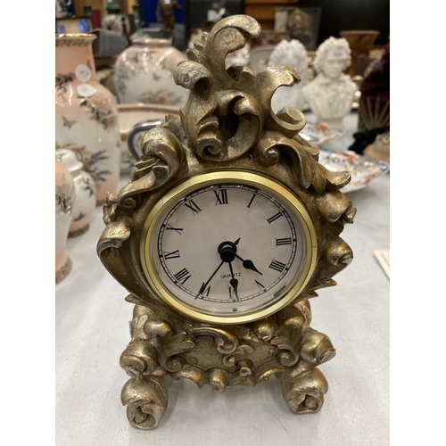 102 - AN ORNATE VINTAGE STYLE MANTLE CLOCK HEIGHT 21CM