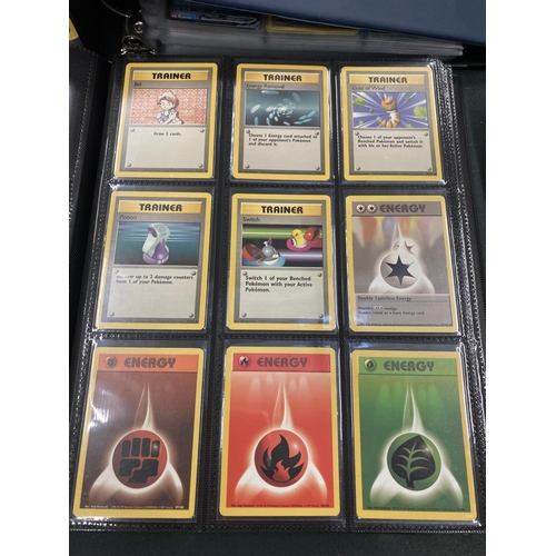 74 - A FOLDER OF POKEMON CARDS TO INCLUDE 1999 BASE SET, TOPPS SERIES 1 INCLUDING CHARIZARD AND HOLOS