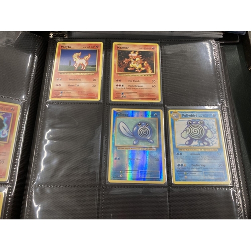 74 - A FOLDER OF POKEMON CARDS TO INCLUDE 1999 BASE SET, TOPPS SERIES 1 INCLUDING CHARIZARD AND HOLOS