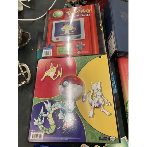 76 - THREE POKEMON ITEMS TO INCLUDE WOTC FOLDERS AND PLAYING MAT