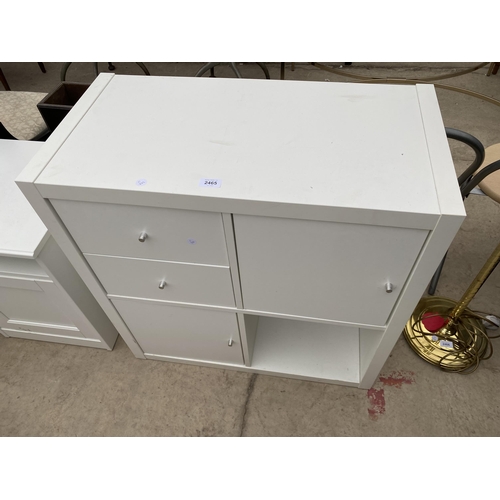 A MODERN WHITE STORAGE UNIT, 30" WIDE