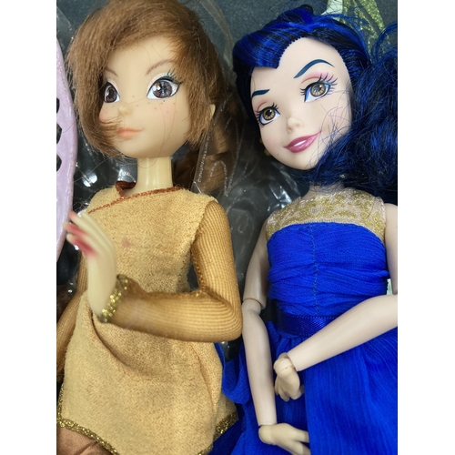123 - FOUR DISNEY DOLLS TO INCLUDE TINKERBELL, ETC