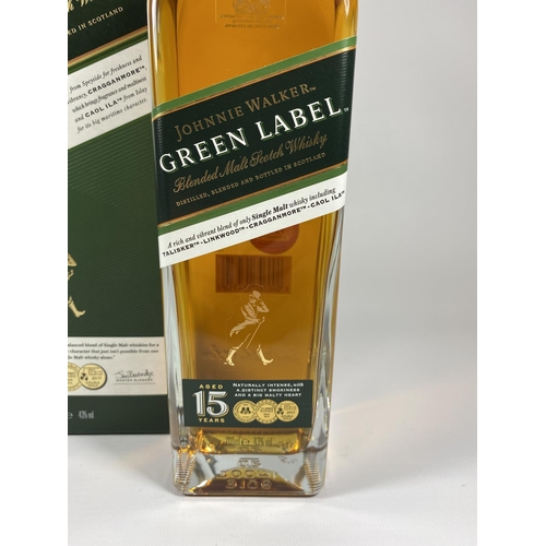 426 - 1 X 70CL BOXED BOTTLE - JOHNNIE WALKER 15 YEAR OLD GREEN LABEL WHISKY