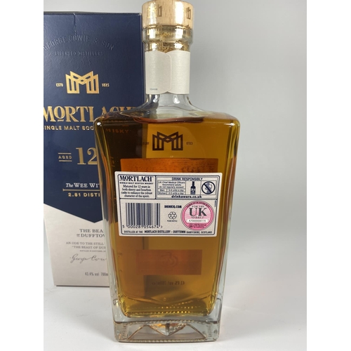 438 - 1 X 70CL BOXED BOTTLE - MORTLACH 12 YEAR OLD SINGLE MALT SCOTCH WHISKY