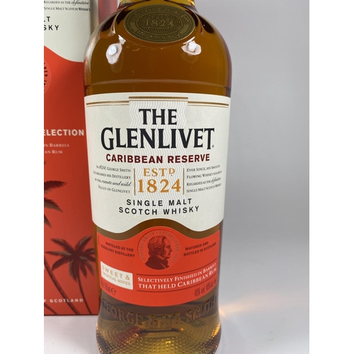 445 - 1 X 70CL BOXED BOTTLE - THE GLENLIVET CARRIBBEAN RESERVE SINGLE MALT SCOTCH WHISKY