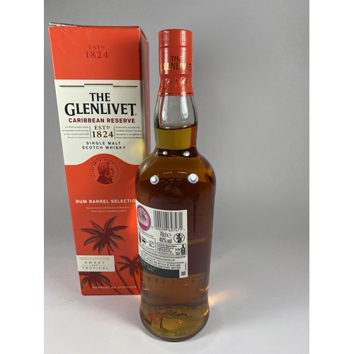 445 - 1 X 70CL BOXED BOTTLE - THE GLENLIVET CARRIBBEAN RESERVE SINGLE MALT SCOTCH WHISKY