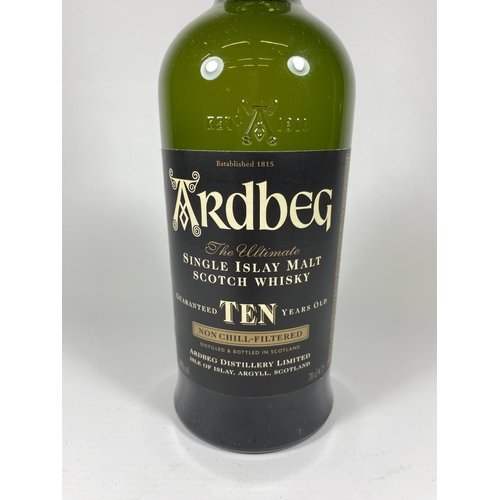 500 - 1 X 70CL BOTTLE - ARDBEG 10 YEAR OLD SINGLE ISLAY MALT SCOTCH WHISKY