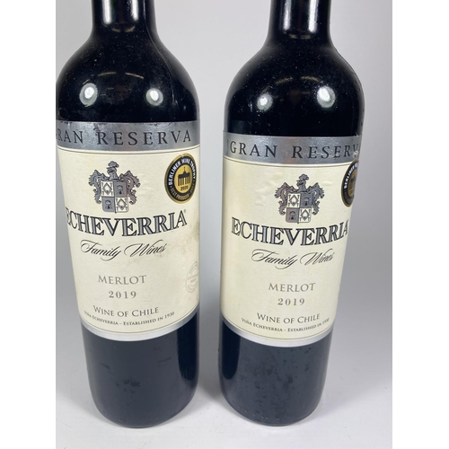 358 - 2 X 75CL BOTTLES - ECHEVERRIA GRAN RESERVA 2019 MERLOT CHILE WINE