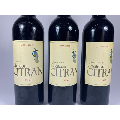 364 - 3 X 75CL BOTTLES - CHATEAU CITRAN HAUT MEDOC 2010 RED WINE