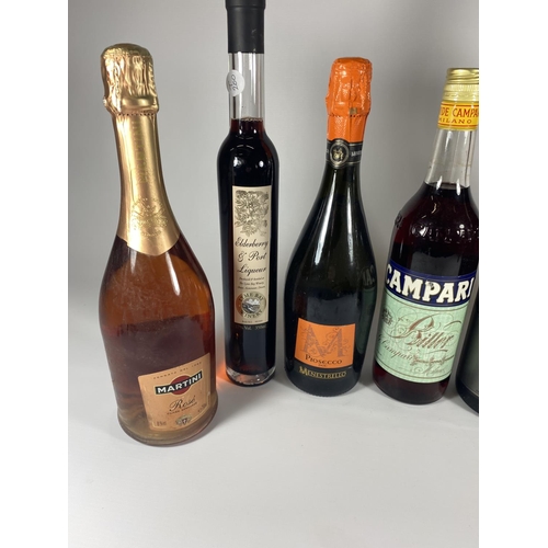 407 - 7 X MIXED BOTTLES - MARTINI, CAMPARI, CANTI ETC