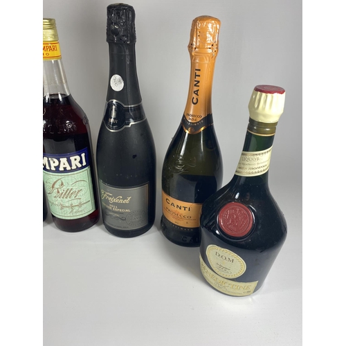 407 - 7 X MIXED BOTTLES - MARTINI, CAMPARI, CANTI ETC