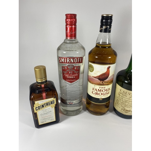 409 - 6 X MIXED SPIRITS - SMIRNOFF VODKA, THE FAMOUR GROUSE WHISKY ETC