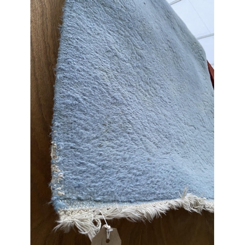 2194 - A MODERN BLUE FRINGED RUG