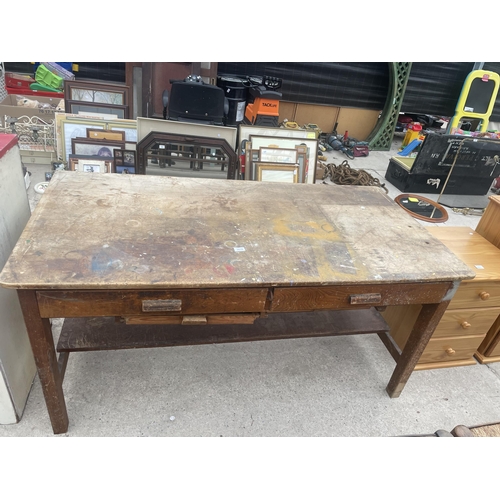 2670 - A 1950'S OFFICE TWO DRAWER TABLE