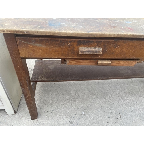 2670 - A 1950'S OFFICE TWO DRAWER TABLE