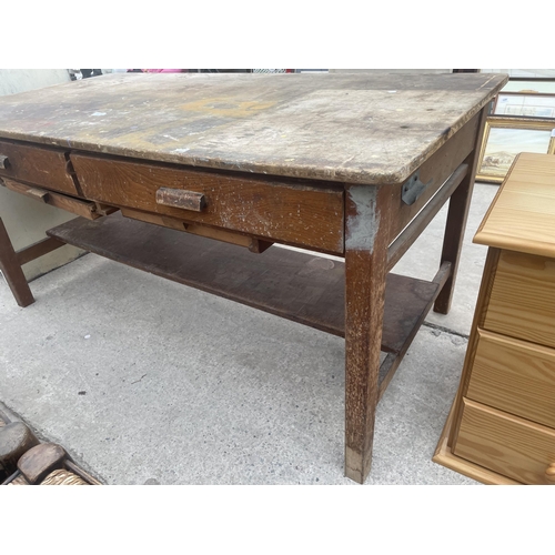 2670 - A 1950'S OFFICE TWO DRAWER TABLE