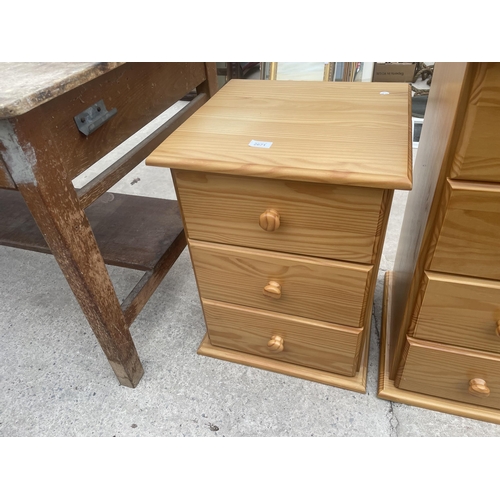 2671 - A MODERN PINE CHEST OF FOUR DRAWERS AND THREE DRAWER BEDSIDE CHEST