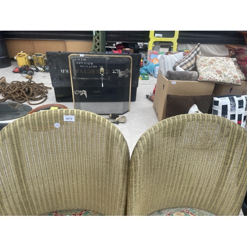 2672 - A PAIR OF LLOYD LOOM BEDROOM CHAIRS