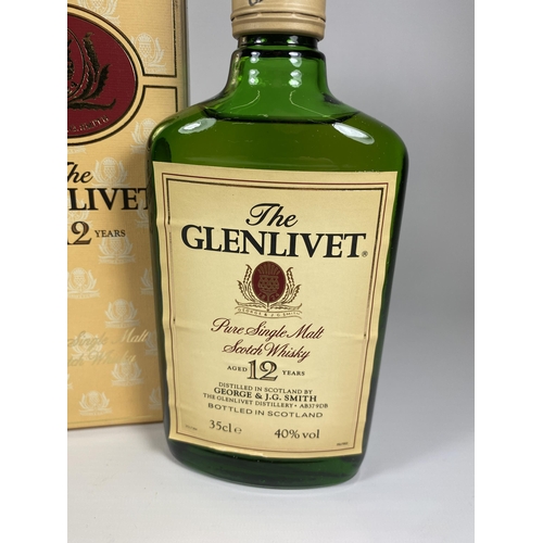 521 - 1 X 35CL BOXED BOTTLE - THE GLENLIVET 1980/1990'S 12 YEAR OLD SINGLE MALT SCOTCH WHISKY