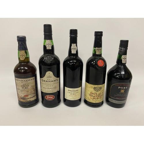 527 - 5 X MIXED PORTS - GRAHAM'S LATE BOTTLED VINTAGE 1996, FINEST RESERVE PORT, GRAHAM'S 1998 CRUSTED POR... 