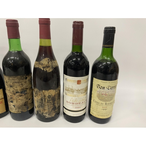 529 - 8 X 75CL MIXED BOTTLES - BON VERRE COTES DU ROUSSILLON 1991, ANDRE LALBERT 2004 BORDEAUX,