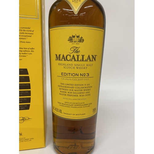 539 - 1 X 70CL BOXED BOTTLE - THE MACALLAN EDITION 3 HIGHLAND SINGLE MALT SCOTCH WHISKY