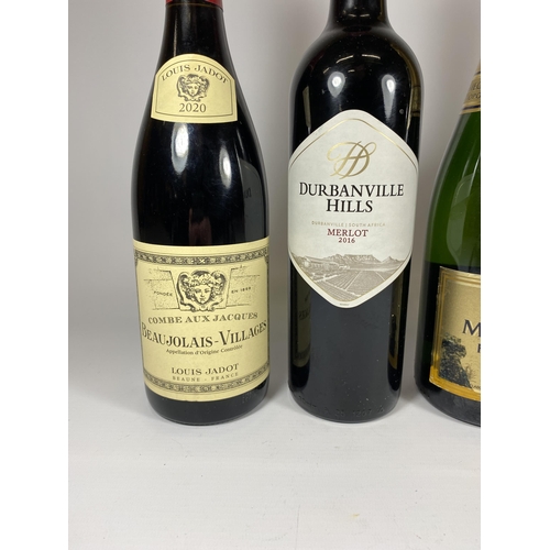 546 - 4 X MIXED BOTTLES - DURBANVILLE HILLS 2016 MERLOT, LOUIS JADOT, MONOPOLE CHAMPAGNE & 2018 CORBIERES