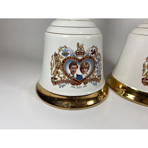 554 - 3 X 70CL BOTTLES - BELLS WHISKY DECANTERS - 2 X CHARLES & DIANA WEDDING & 1982 BIRTH OF PRINCE WILLI... 