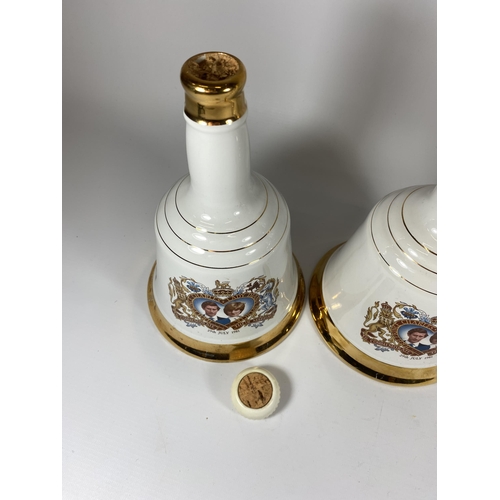 554 - 3 X 70CL BOTTLES - BELLS WHISKY DECANTERS - 2 X CHARLES & DIANA WEDDING & 1982 BIRTH OF PRINCE WILLI... 